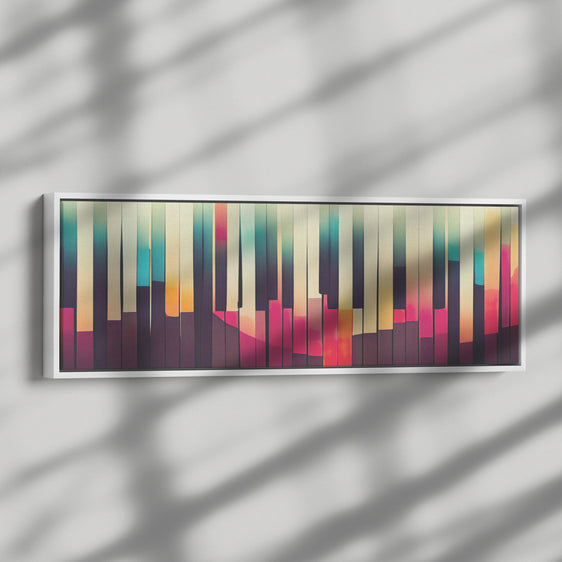 Abstract Piano Keyboard Panorama - Framed Canvas Print