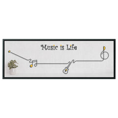 Music Is Life - Framed Canvas Panorama