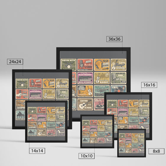Vintage Retro Music Store Posters - Framed Print